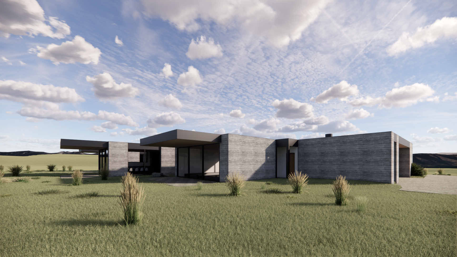 Crown H — entry courtyard, KLIMA Architecture, built by Roderick Builders
