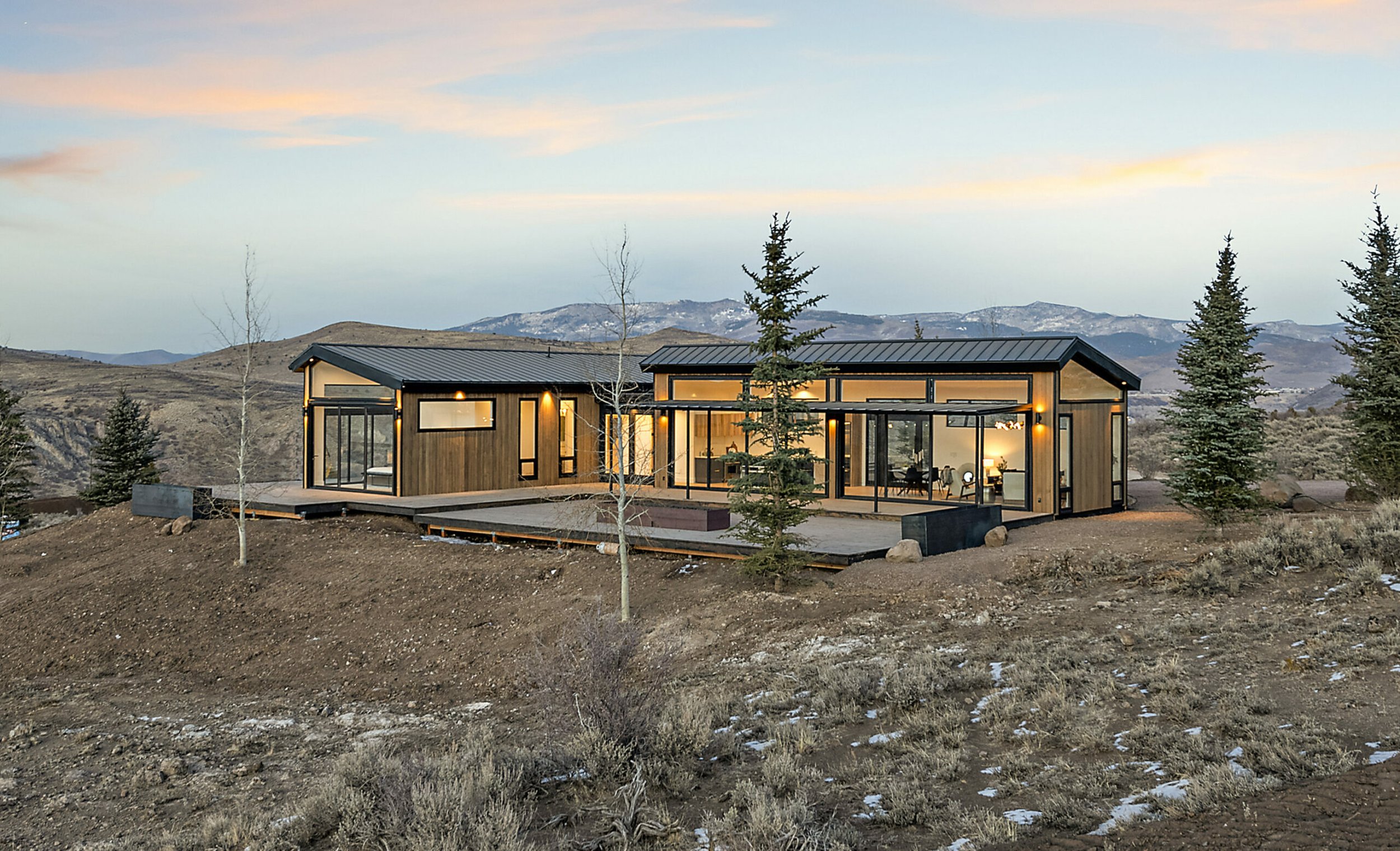 Icon Haus — Icon House Benloch Heber City Exterior Wood Siding Black Roof Glass Walls Mountain Landscape  Modern Custom