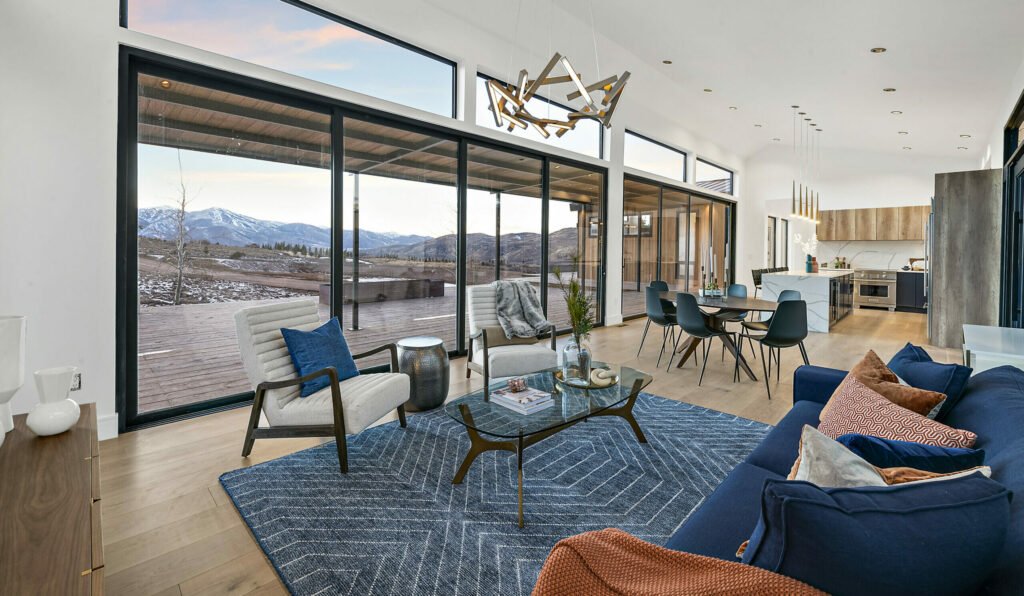 Icon Haus — living room framing the mountain view