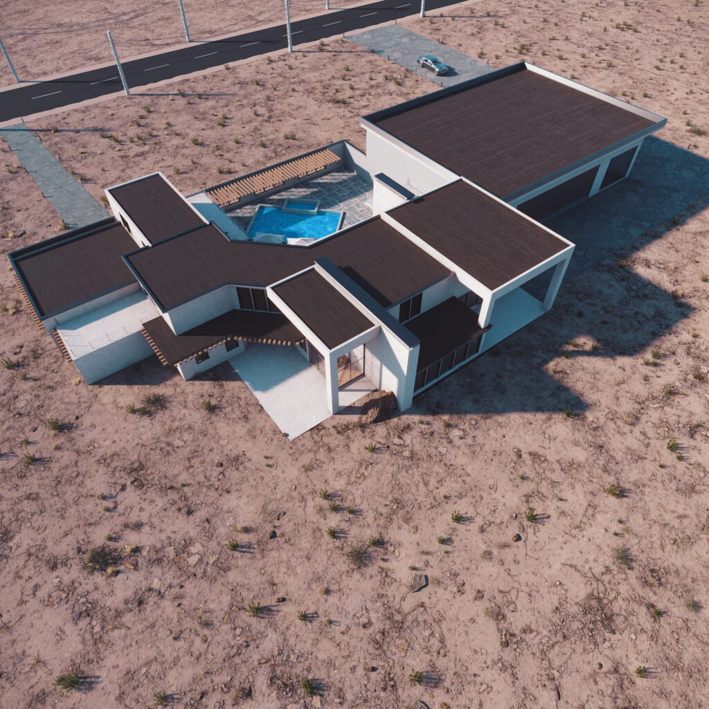 Sky Ranch — exterior rendering, landscape view
