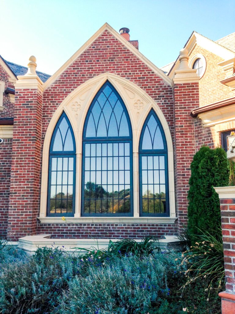 White Stallion — Gothic cathedral window detail, Malibu